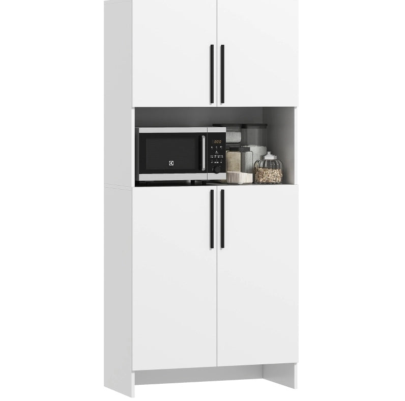 credenza cucina 79x40x175 cm bianco – mobile con nicchia per microonde