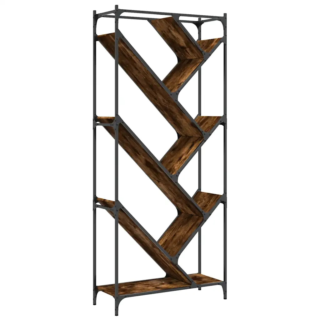 Libreria Rovere Fumo 79x30x180 cm Legno Multistrato e Metallo 845433