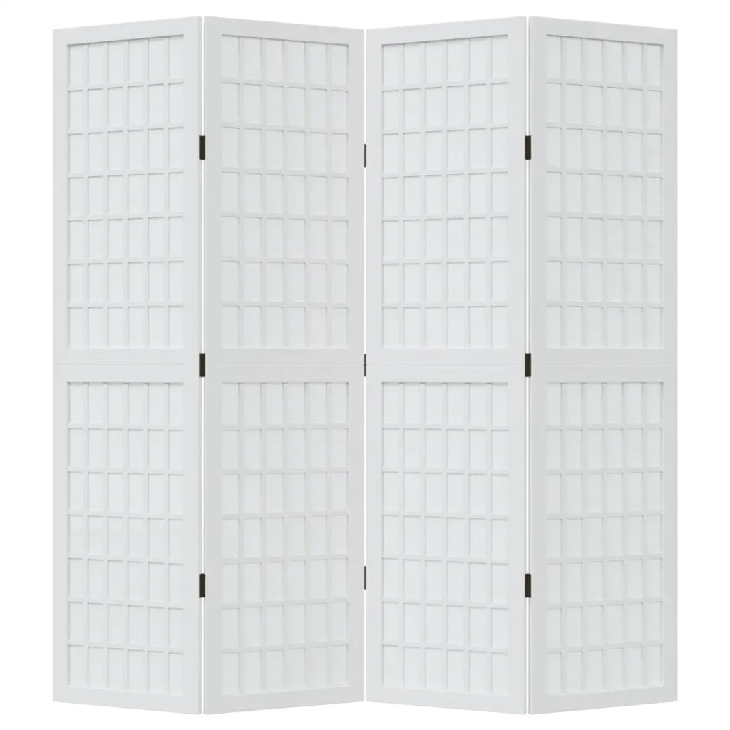 Divisorio Ambienti 4Pannelli Bianco Legno Massello di Paulownia 358785