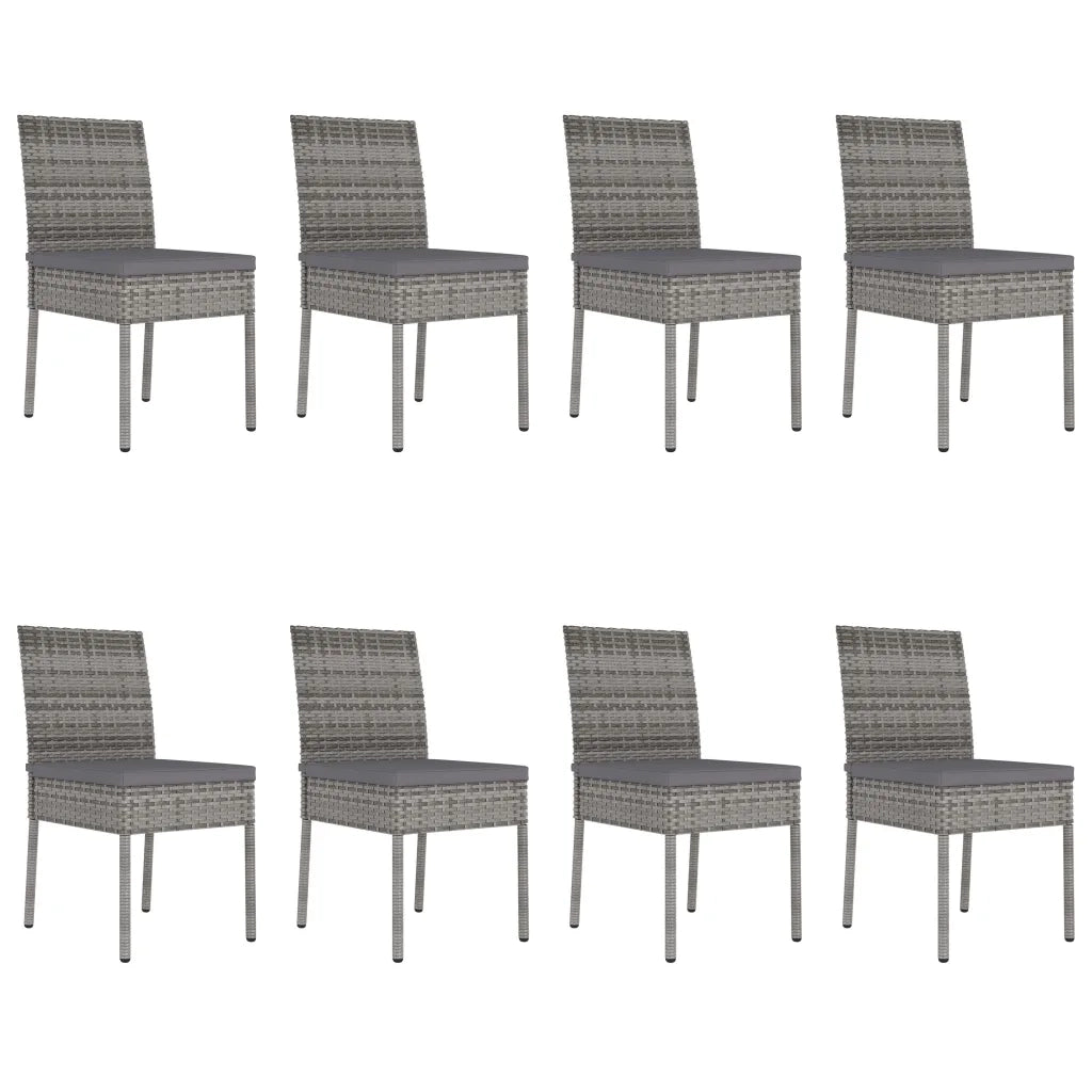 Set da Pranzo da Giardino 9 pz in Polyrattan Grigio