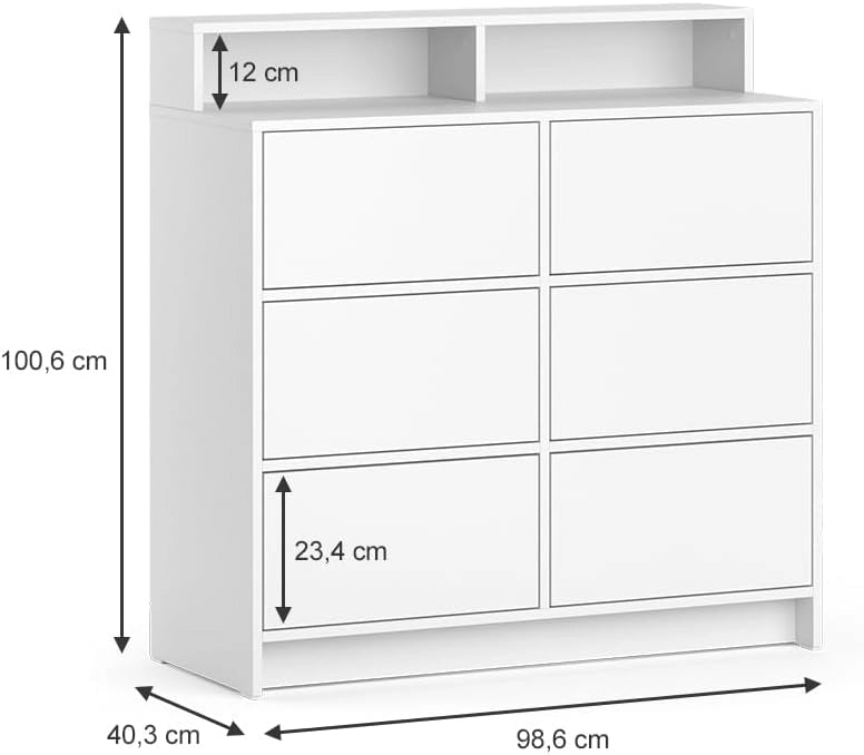 cassettiera per camera da letto Naara, Bianco, 40.3 x 100.6 cm, per riporre e abbinare ad altri mobili