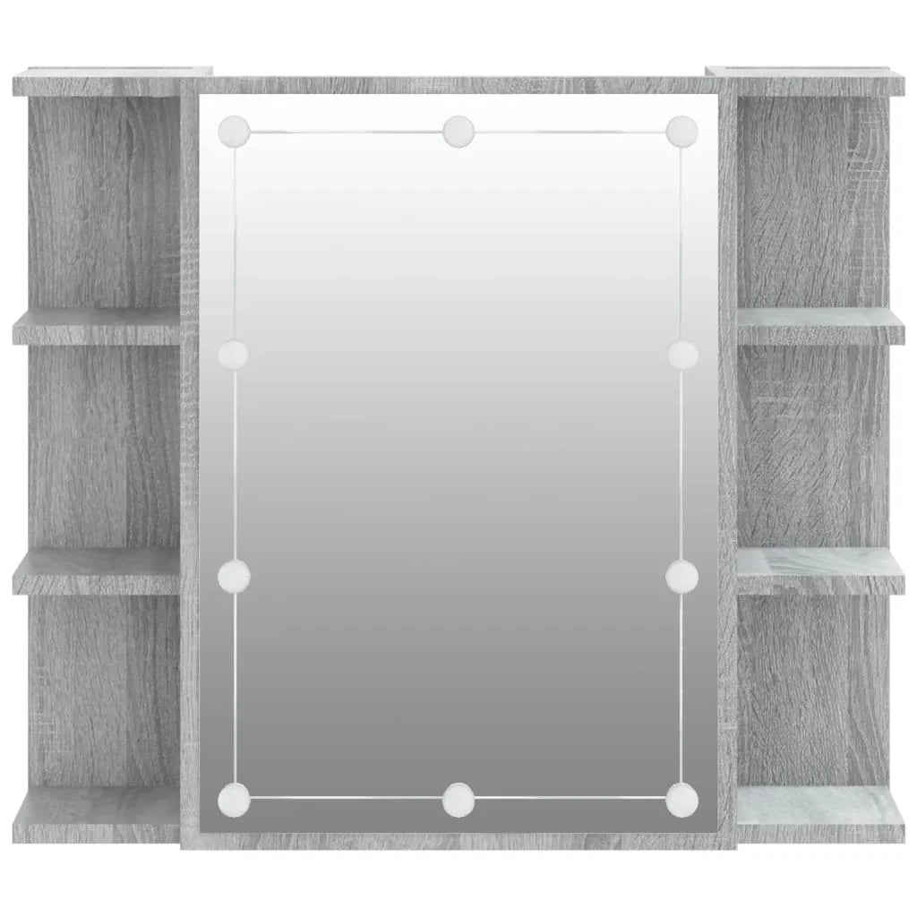 Mobiletto specchio da bagno con illuminazione a LED 70 x 16,5 x 60 cm grigio 02_0006677