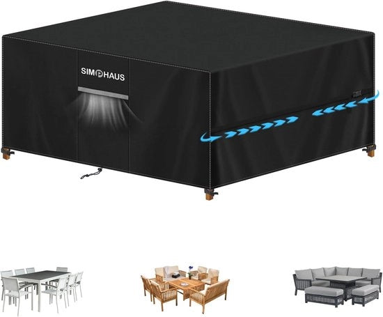 Copertura per tavolo per esterni - Impermeabile - 1 pezzo - Nero - 420D tessuto oxford - 200x160x90cm