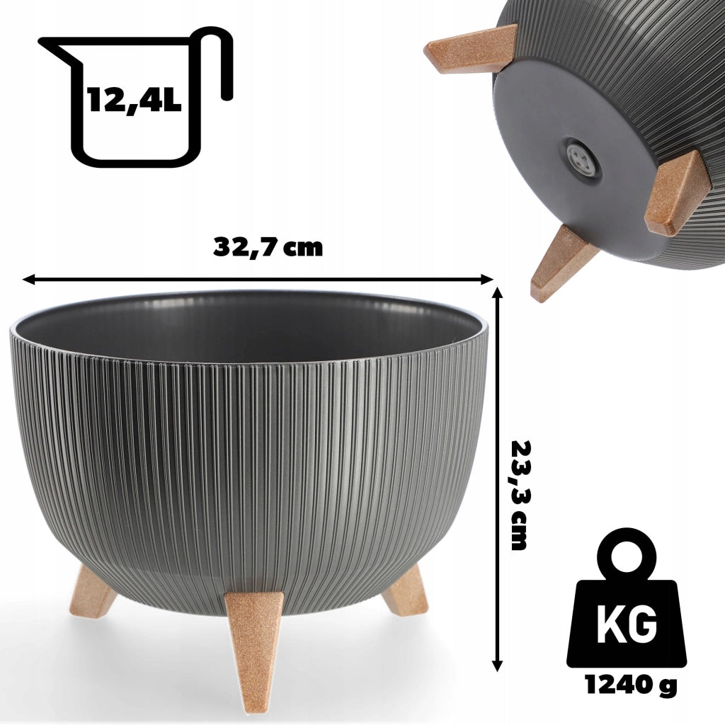 Vaso da giardino KADAX con gambe per fiori, grande ciotola rotonda da 33 cm