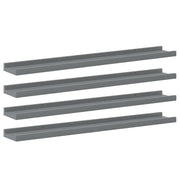 4 pz Mensole da Parete | Scaffali a Parete | Ripiano a parete Grigie 80x9x3 cm