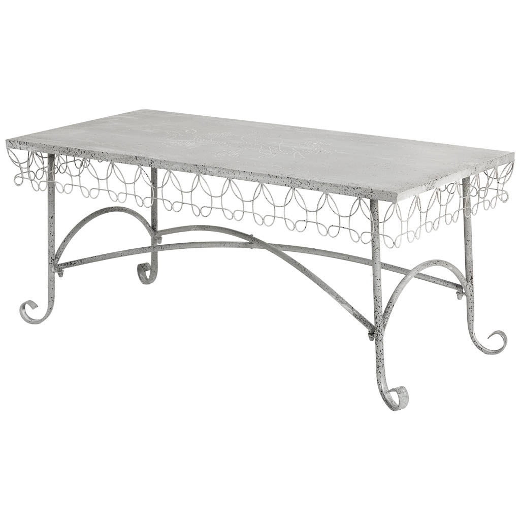 Tavolino in metallo 120,65x56,52x52,07h cm grigio