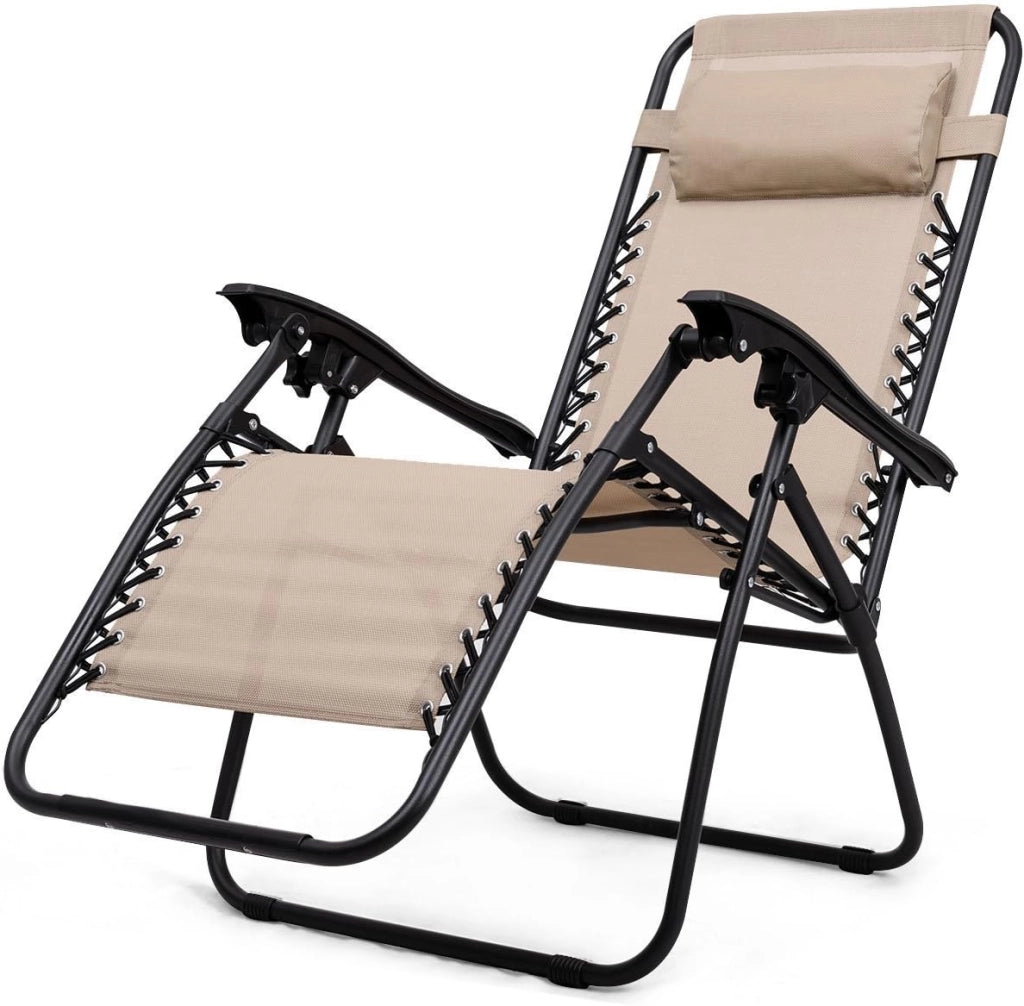 3 sedie a sdraio a gravità zero, per patio, sdraio, sedie da giardino, piscina, reclinabili, pieghevoli, set di sedie a sdraio (beige)