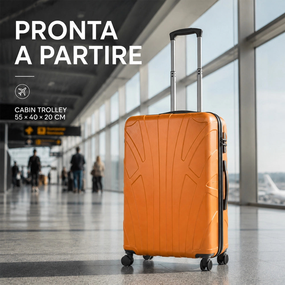 Valigia Bagaglio a Mano 55x40x20cm Arancio Trolley Lugano Adatto Ryanair Easyjet