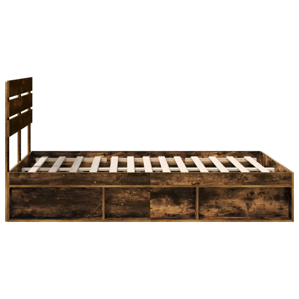 Struttura del letto Rovere fumé 140 x 190 cm Pino massello 3411419