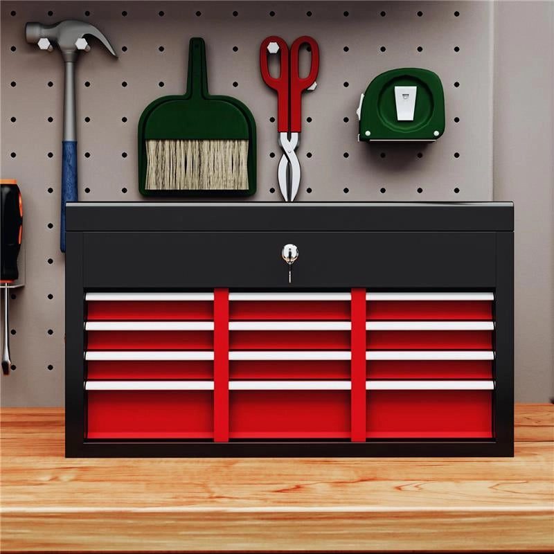 CASSETTA PER ATTREZZI 6 CASSETTI IN ACCIAIO CON SERRATURA 60X26X34 CM NERO E ROSSO