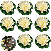 Fiori galleggianti - 8 pezzi di fiori artificiali di ninfee e loto EVA per piscine, acquari e laghetti (bianchi)