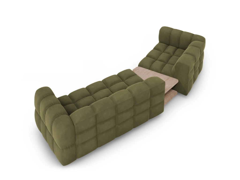 Cosmopolitan Design - Divano modulare sinistro "Sky" 3 posti in velluto verde chiaro 