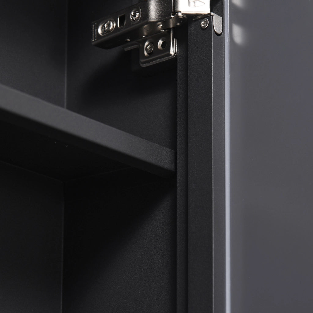 Mobile bagno pensile con specchio nero 40x15x60 cm a 3 ripiani