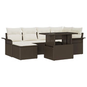 Set Divano da Giardino con cuscino 7 pcs Marrone Poly Rattan