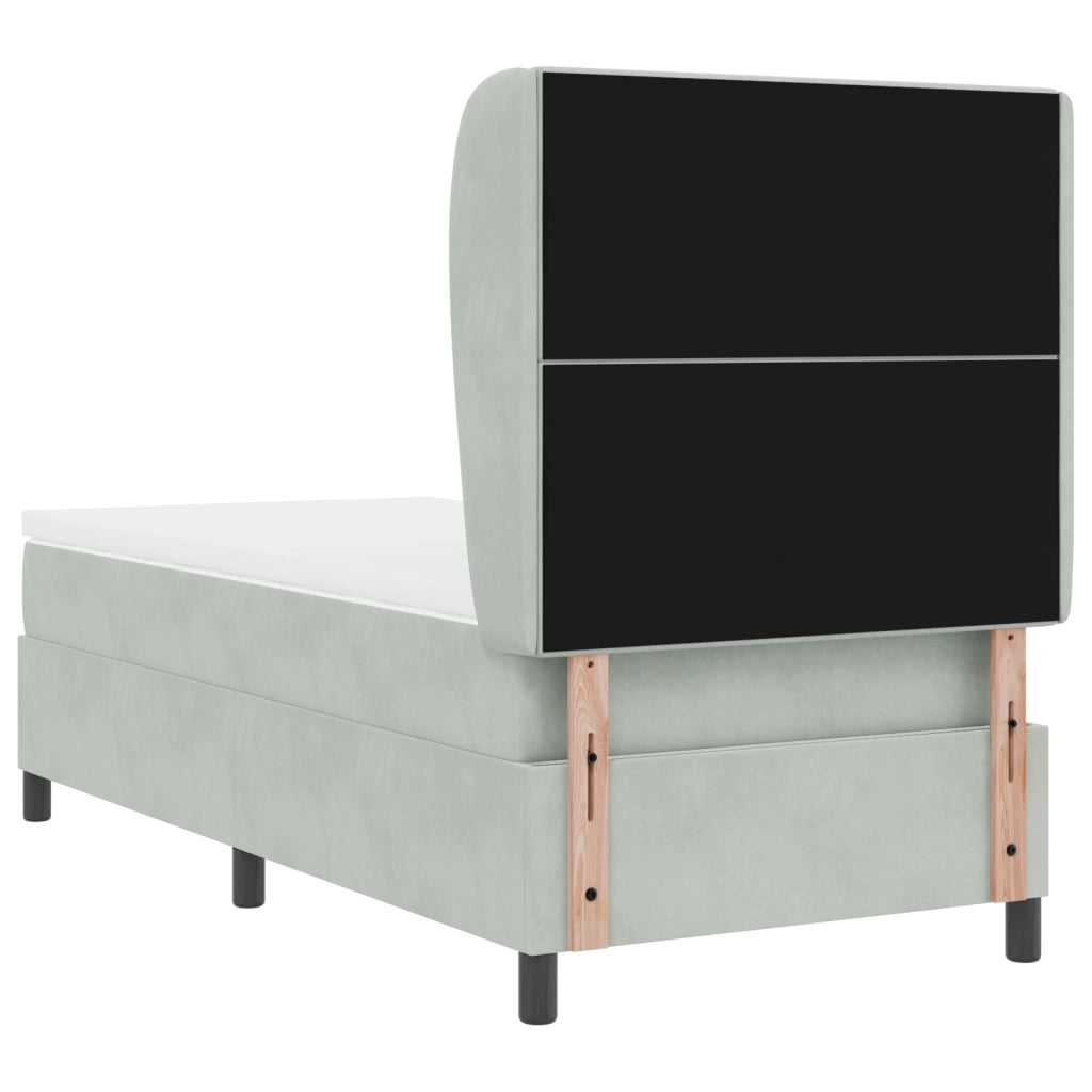 Letto a Box Spring con Materasso Grigio Chiaro 100x200 cm in Velluto