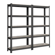 Scaffale robusto a 5 ripiani 150 x 75 x 30 cm portata totale 650 kg (130 kg/ripiano) stile industriale ripiani regolabili per soggiorno/cucina nero 12_0005442