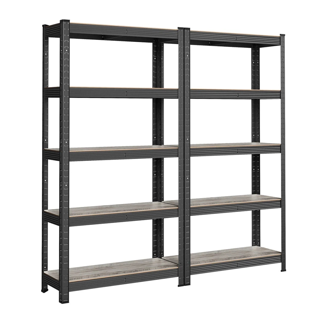 Scaffale robusto a 5 ripiani 150 x 75 x 30 cm portata totale 650 kg (130 kg/ripiano) stile industriale ripiani regolabili per soggiorno/cucina nero 12_0005442