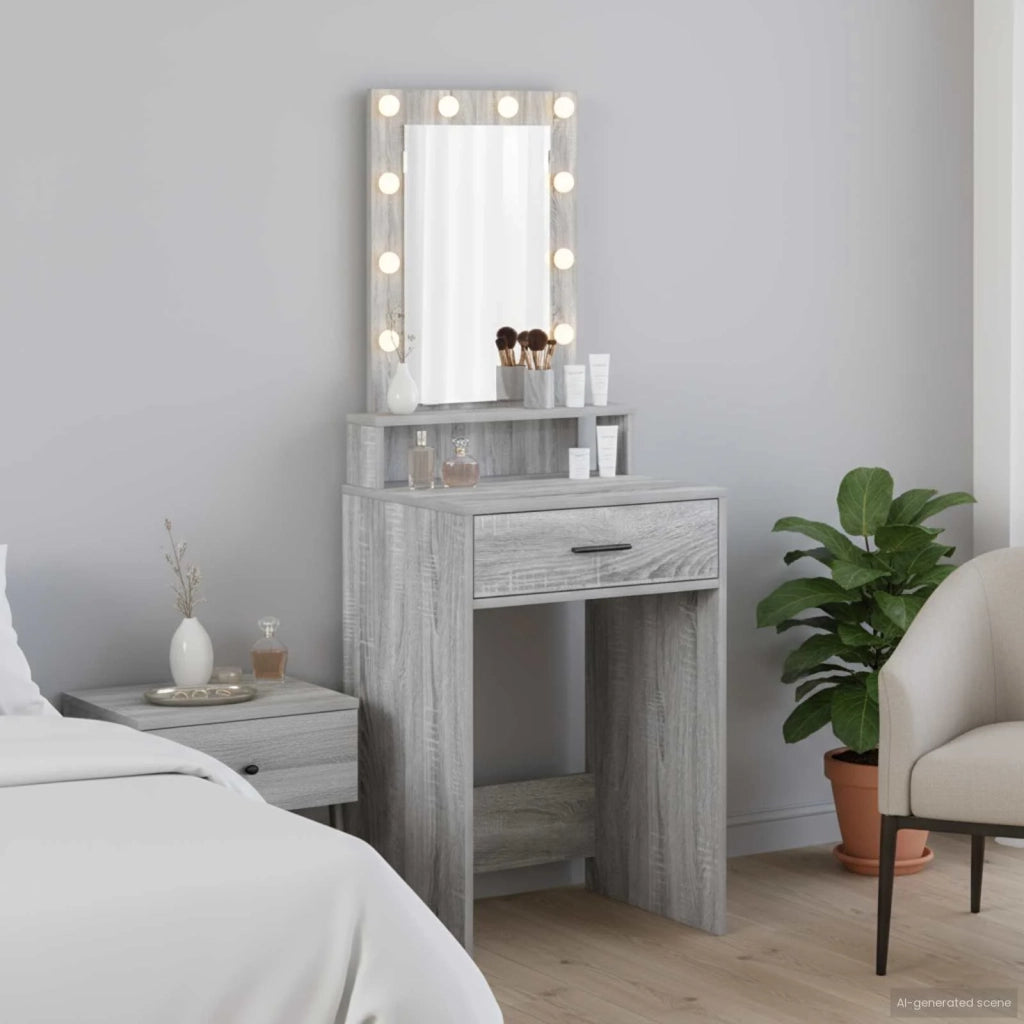 Toeletta | Tavolo da Trucco Grigio 50 x 41 x 140 cm Legno multistrato