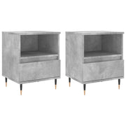 Set di 2 Comodini | Armadio da Notte | Mobiletto da notte Grigio Cemento 40x35x50 cm in Legno Multistrato