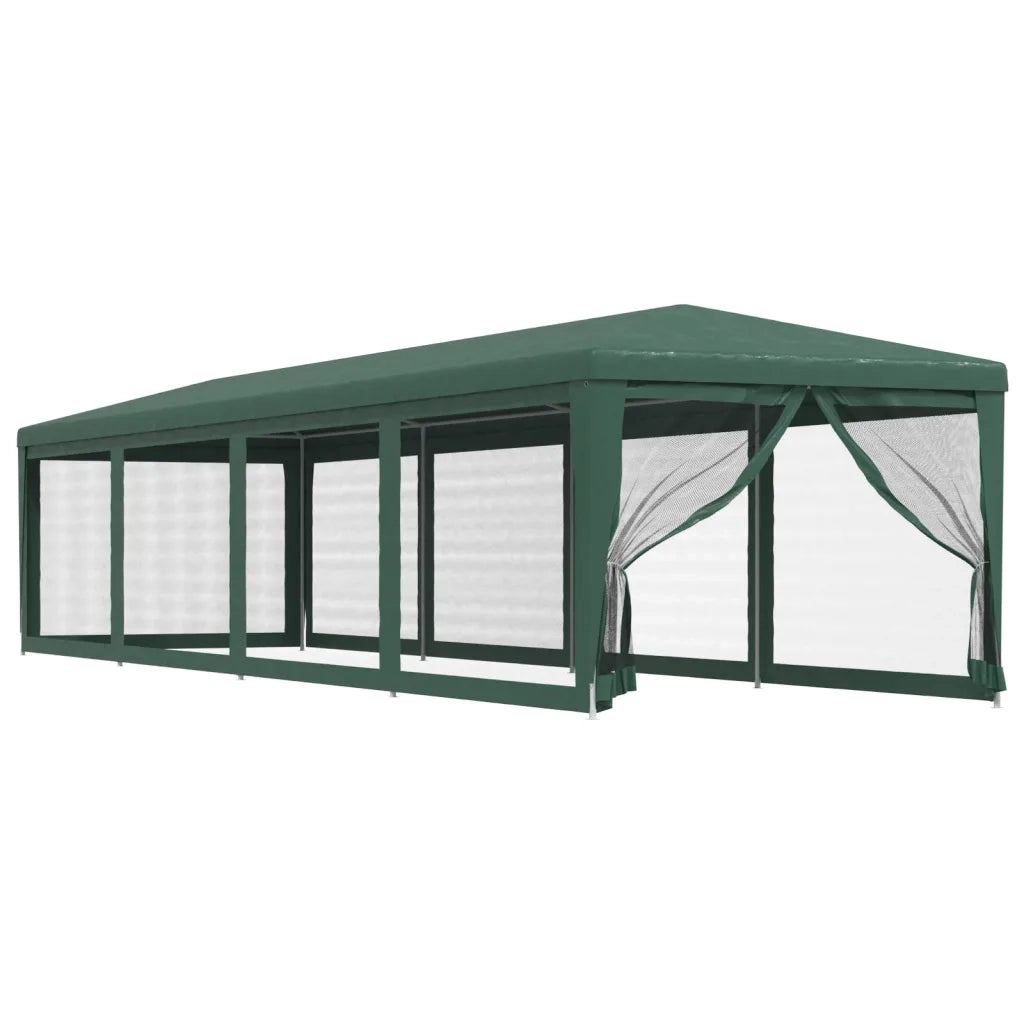 Tenda per Feste con 10 Pareti Laterali in Rete-Tenda da campeggio Verde 3x12m HDPE