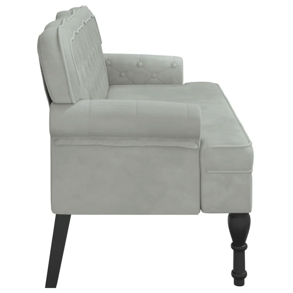 Panca con schienale grigio chiaro 119,5x64,5x75 cm in velluto 372156