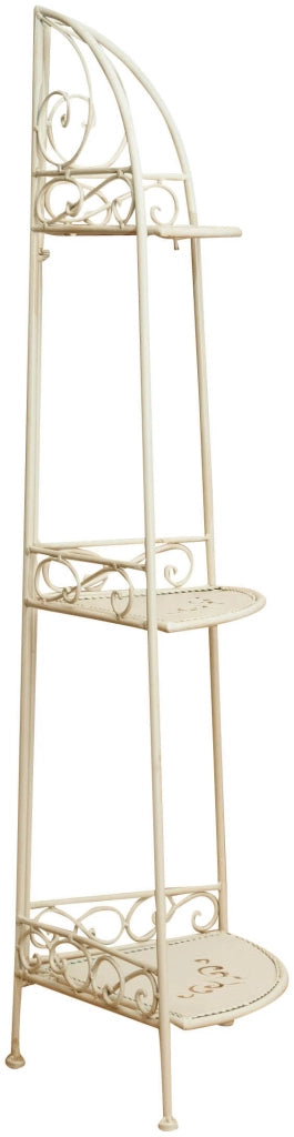 Biscottini Etagere ad angolo multifunzione richiudibile in ferro battuto finitura bianca anticata L40xPR28xH110 cm