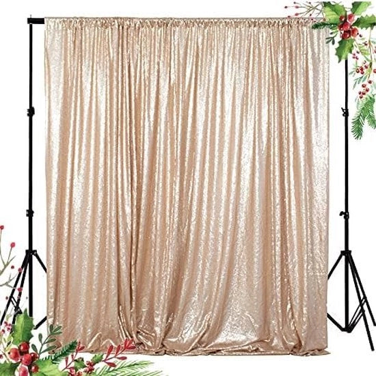 Tessuto con Sequin per Parete 125x215cm Champagne per Fotografia, Festa, Matrimonio, Decorazione di Festa