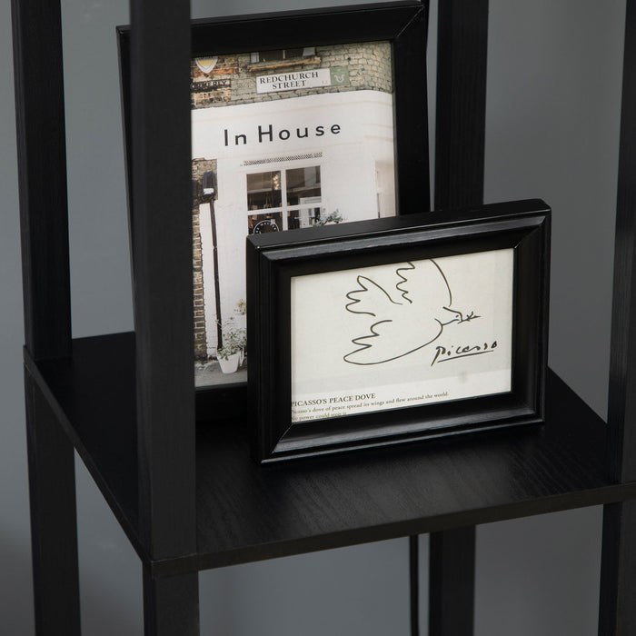 Lampada da Terra a Colonna 26x26x156 cm con 2 Ripiani in MDF e Plastica Nera