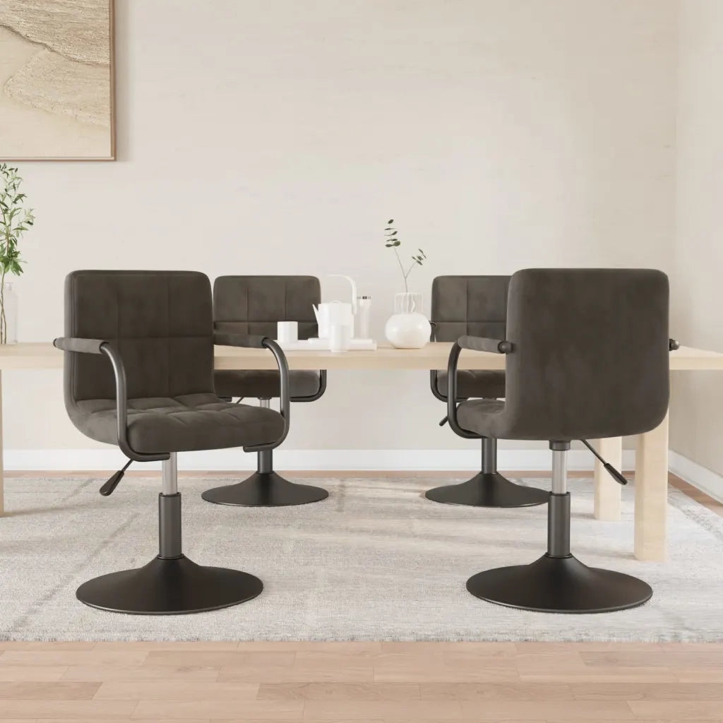 Sedie da Pranzo Girevoli 4 pz | Sedie da cucina Grigio Scuro in Velluto