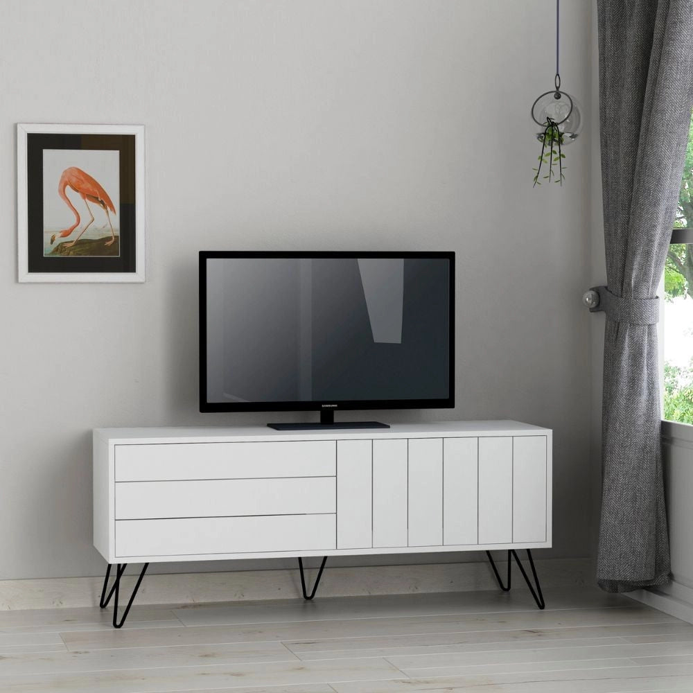 Mobile TV 2 Ante 3 Ripiani 57x139x36 cm in MDF Piccadilly Bianco