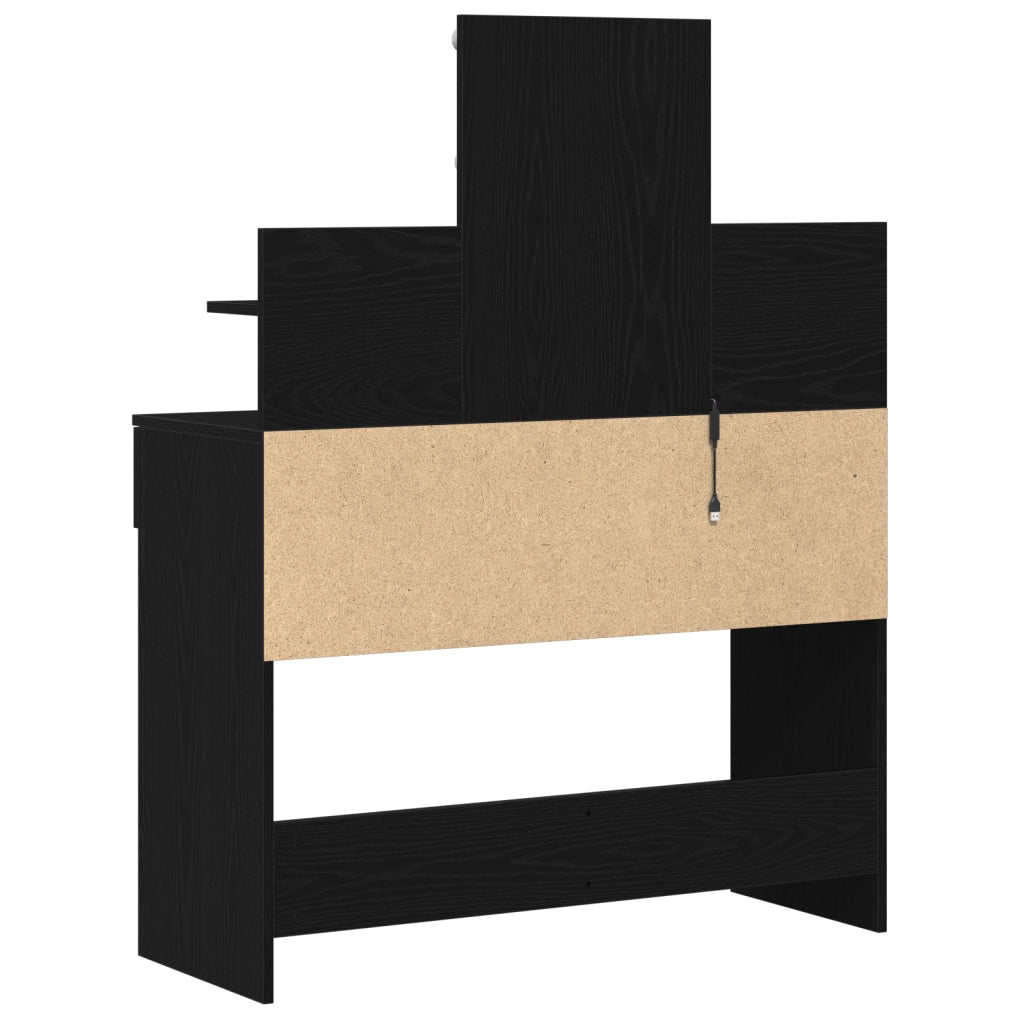Tavolo da trucco con LED Nero Rovere 100x40x130 cm