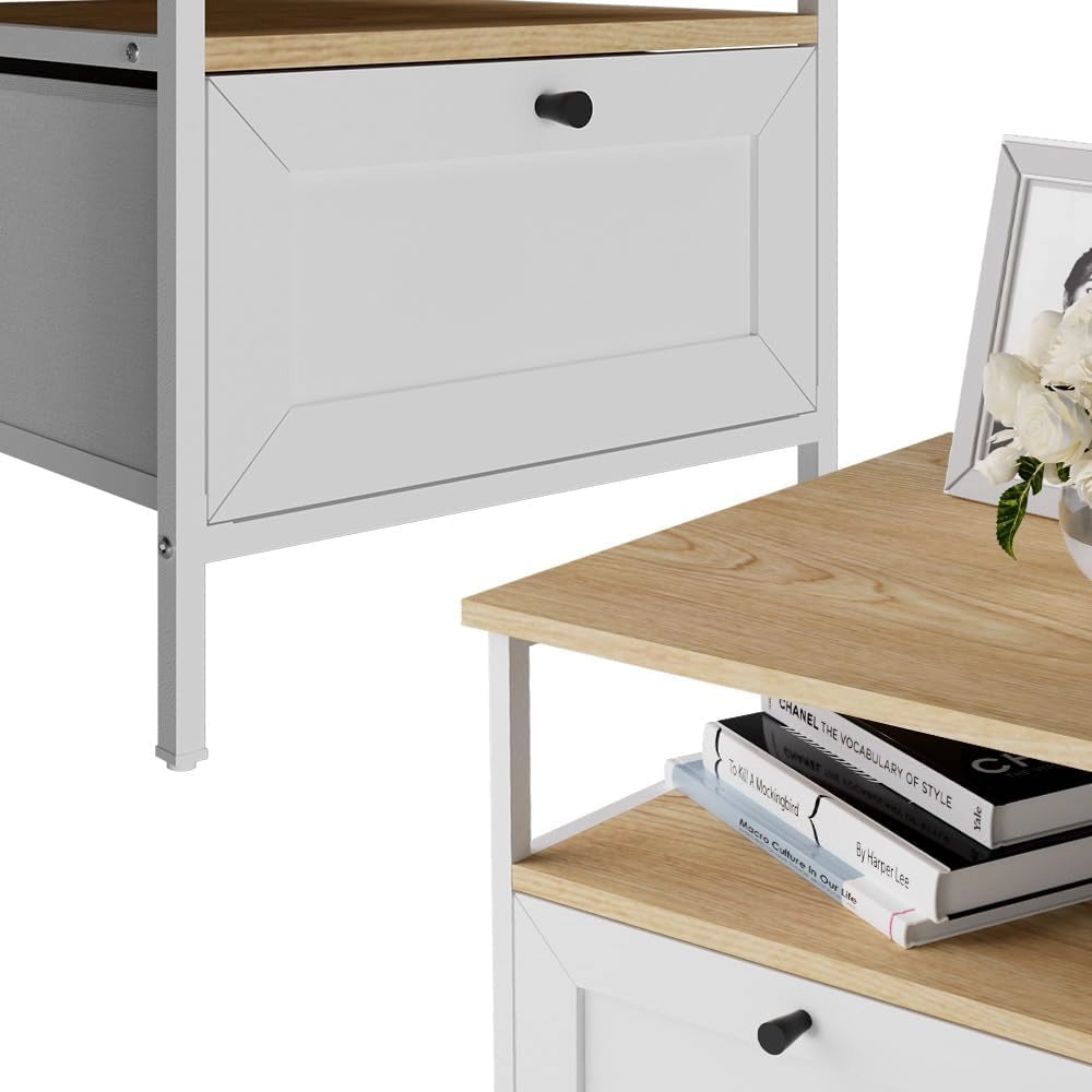Comodino Lunis, Bianco, 45 x 47 cm Set di 2