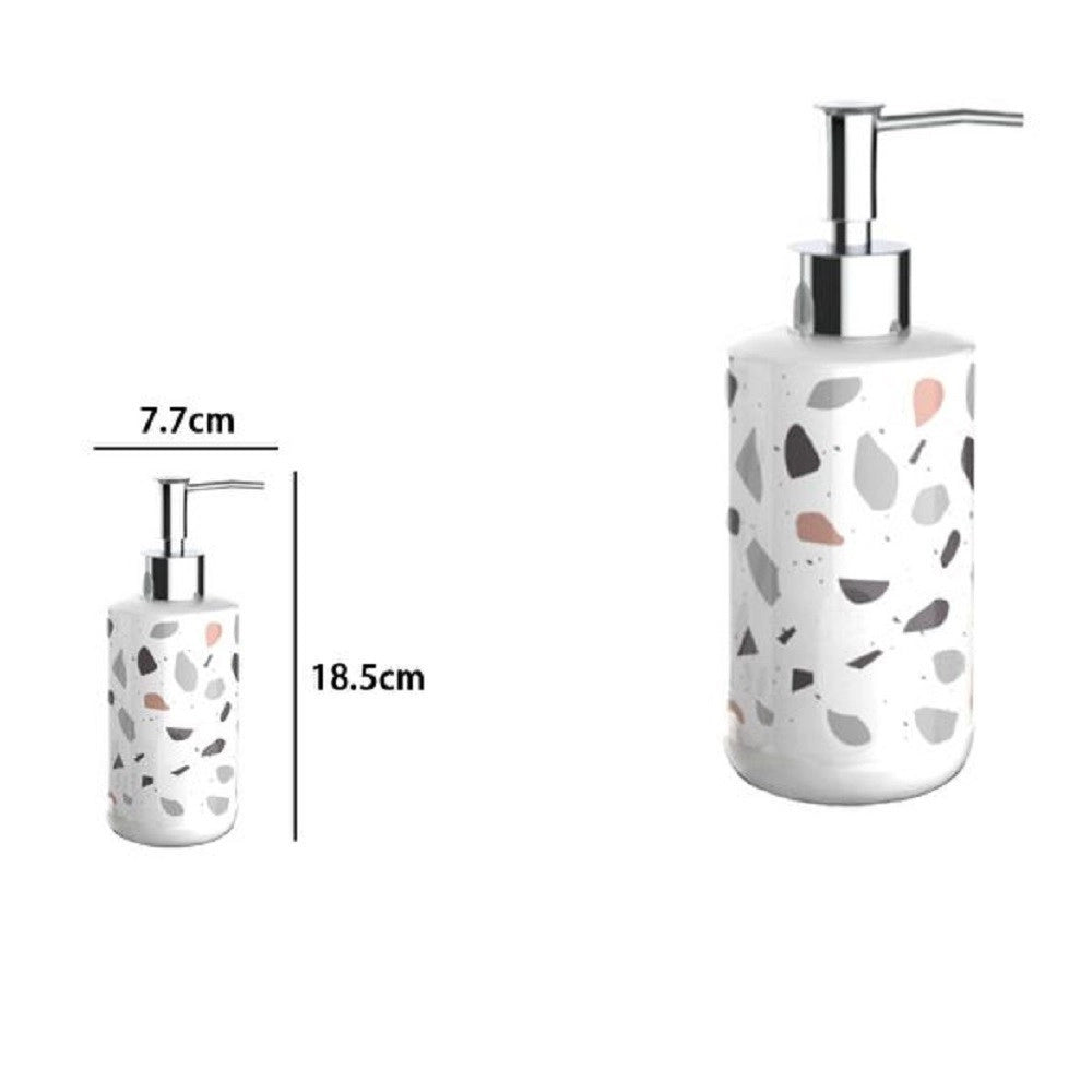 Trade Shop - Dispenser Porta Sapone Liquido Graniglia Bianco Multicolore Arredo Bagno 69834 -