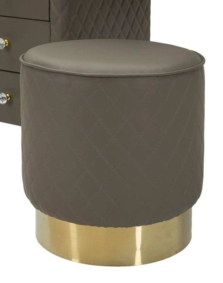 Toeletta Sharon Grigia con Puff 120x40x75 cm in Pino e MDF e Metallo e Plastica