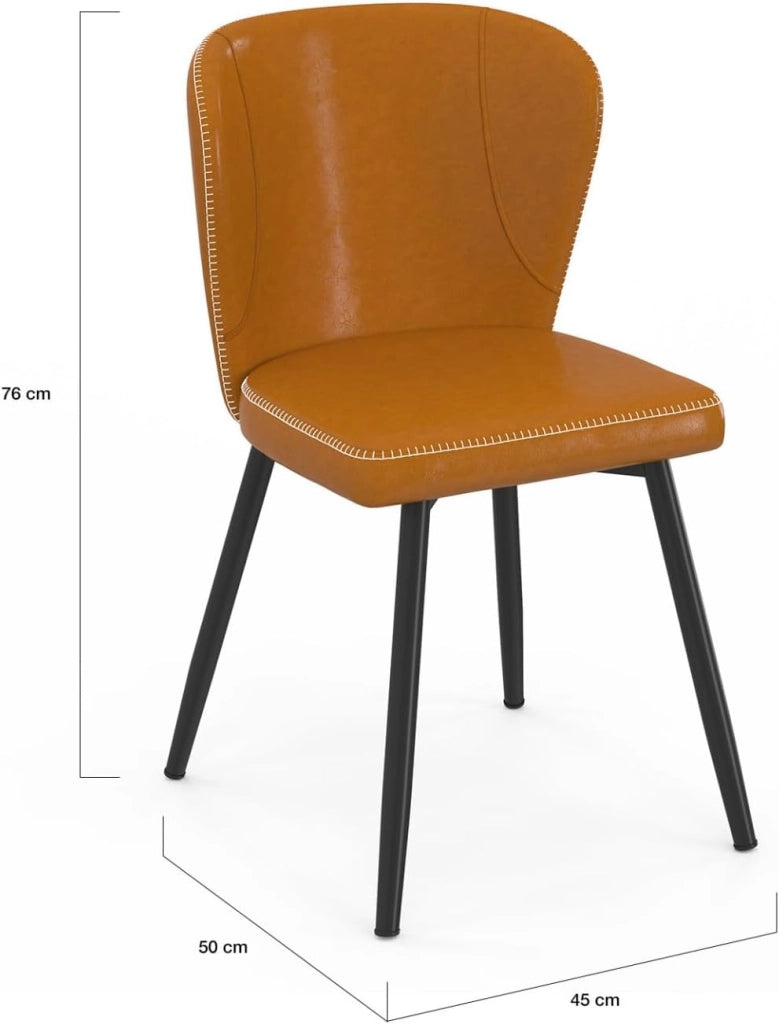 Set di 4 sedie ISAURE marrone con cuciture e gambe in metallo nero