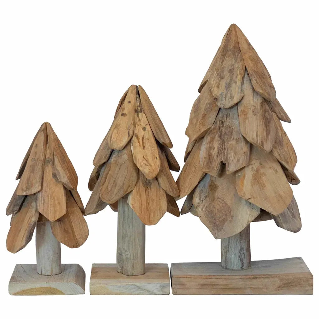 Albero di Natale | Decorazioni natalizie 3 pz Marrone Legno massello di teak