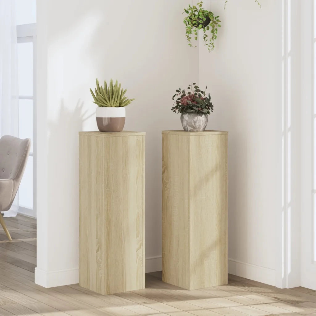 Supporti per piante | Sostegno per piante 2 pz Rovere 25x25x80 cm in Multistrato