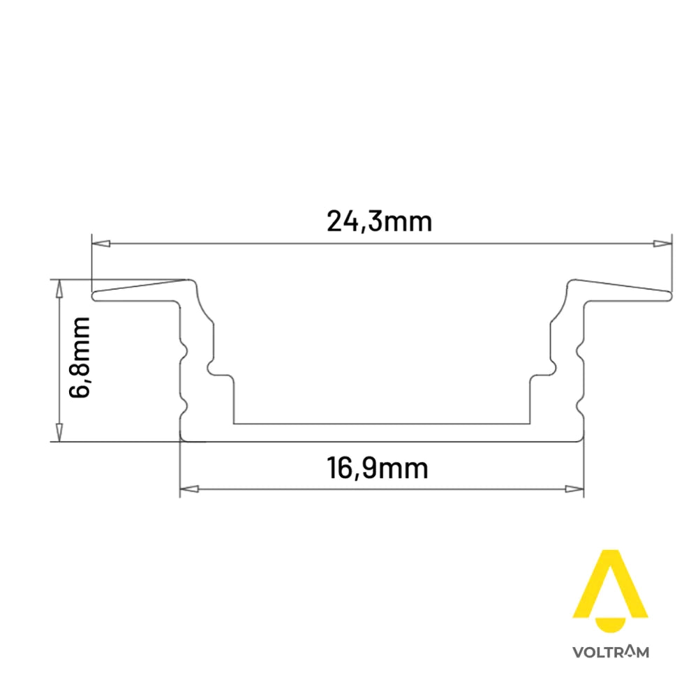 Profilo da incasso in alluminio silver 1mt per striscia led