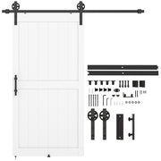 Porte Scorrevole Country con Binario e Maniglia in Legno e Acciaio ¨C Minimal ¨C 106.6x213.4 cm Bianco e Nero