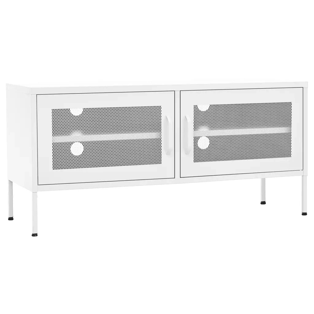 Mobile TV Bianco 105x35x50 cm in Acciaio 336242