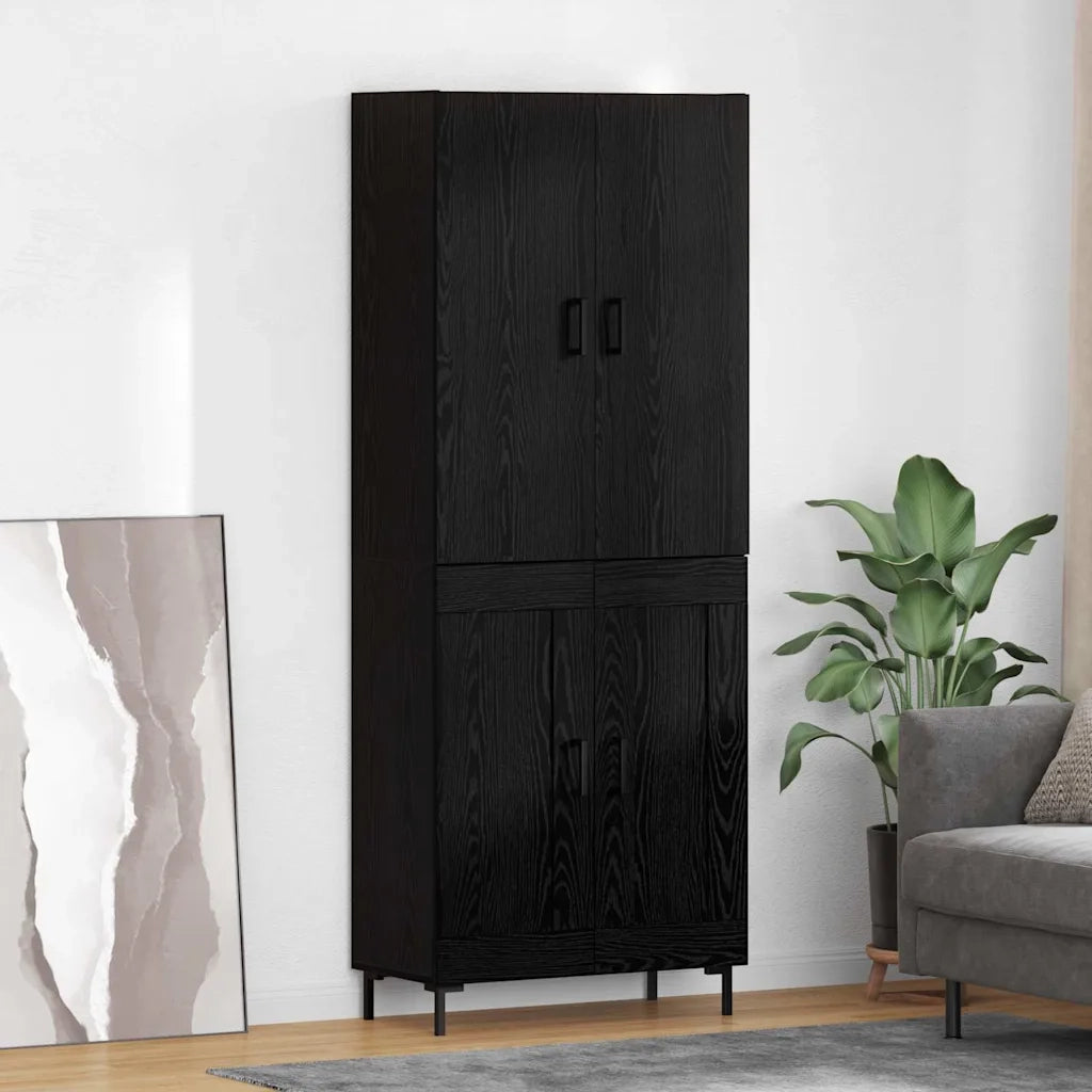 Credenza-Buffet-Armadio da cucina Rovere Nero 69,5 x 34 x 180 cm Legno multistrato 728337