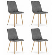 Set di 4 Sedie Lava in Velluto Grigio Scuro con Gambe Effetto Legno