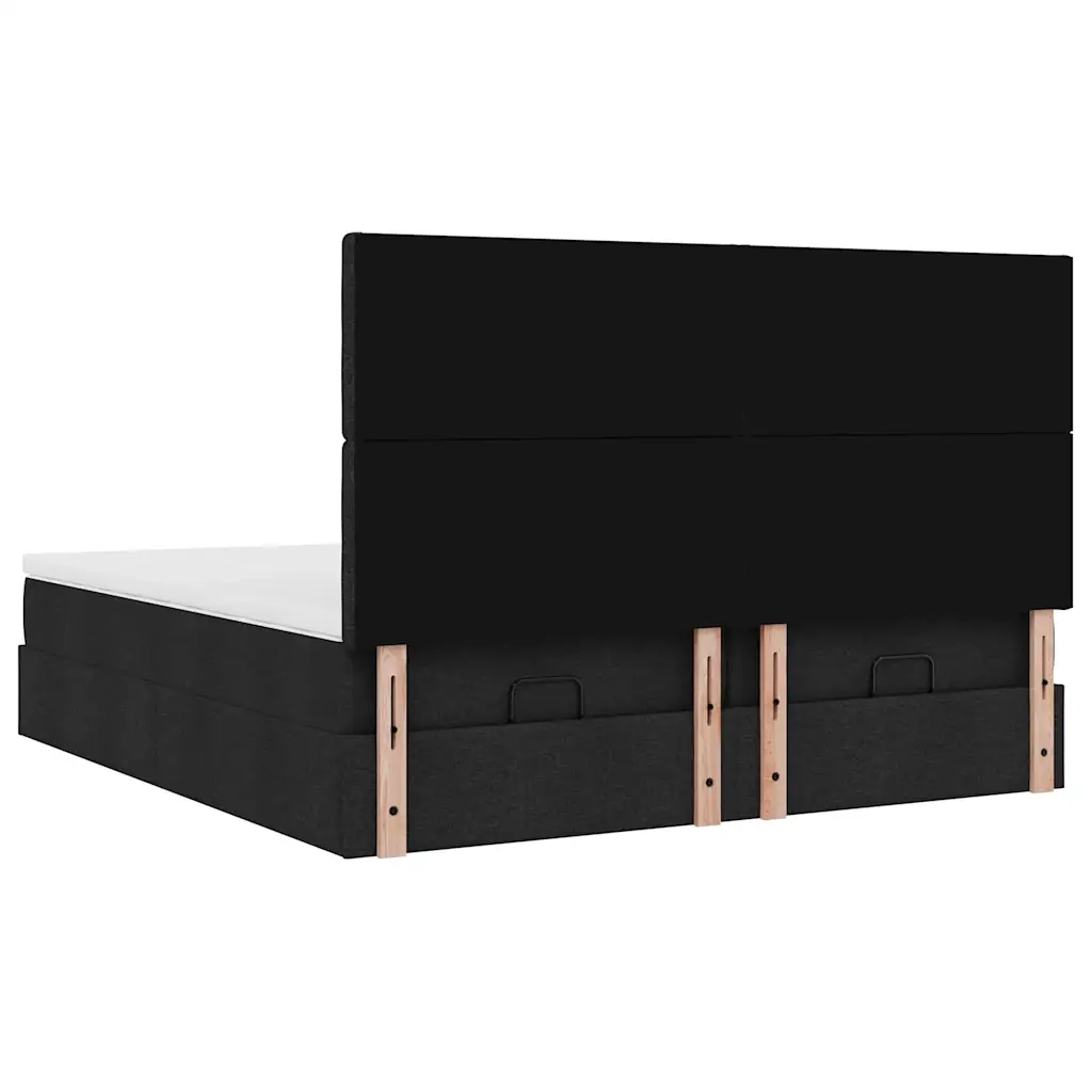 Struttura Letto Pouf con Materassi Nero 160x200 cm in Tessuto 3314578