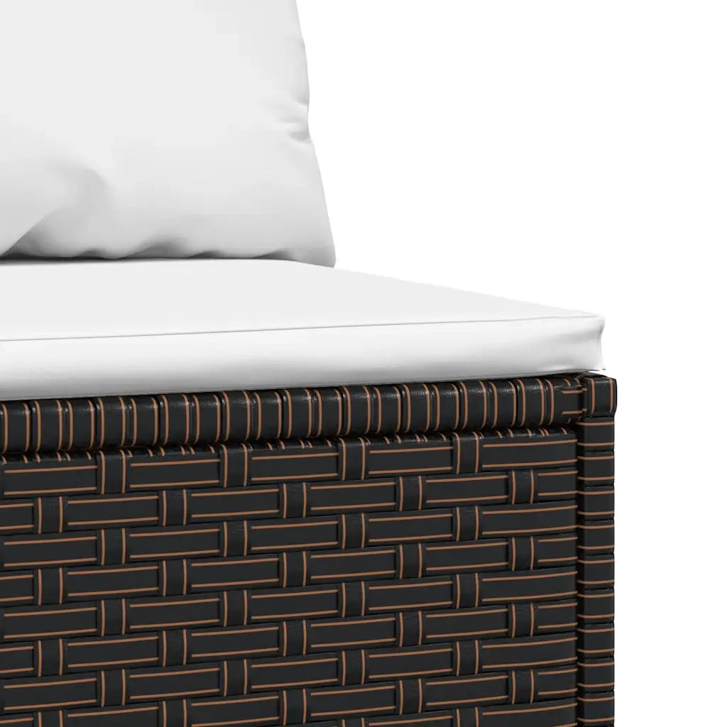 Divano Centrale da Giardino con Cuscini-Sofa Modulare-Divanetto da esterno in Polyrattan Marrone 131429
