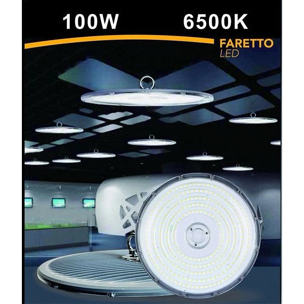 Trade Shop - Faro Led Slim Industriale 100w Ufo Lampada Riflettore Ip65 Luce Fredda He02-100w -