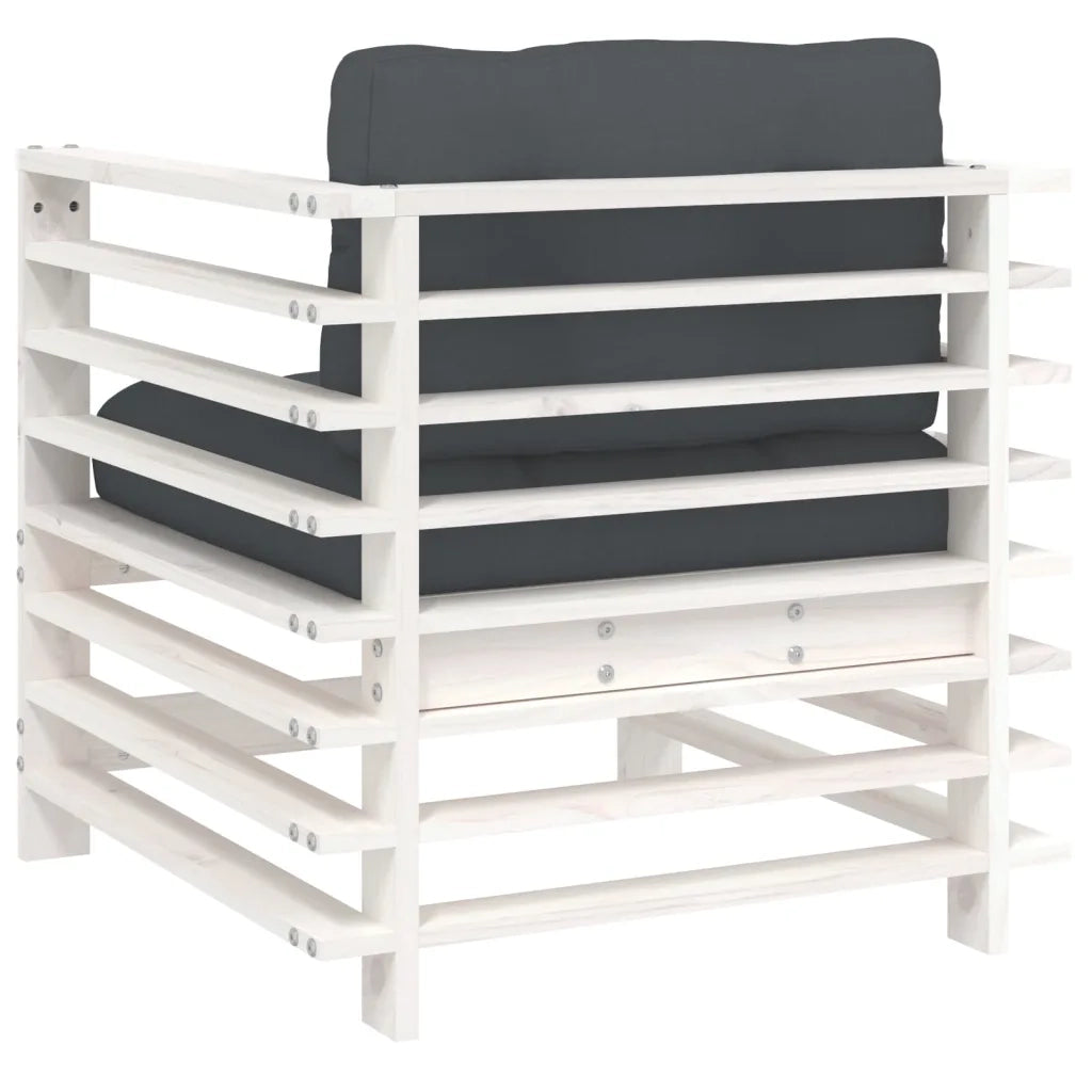 Sedia da patio-Sedie da Giardino con Cuscini 2pz Legno Massello di Pino Bianco 868446
