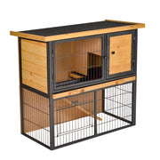 Casa per Conigli da Esterno 2 Livelli ¨C Zephmum ¨C Legno Grigio 89.5x45x81 cm