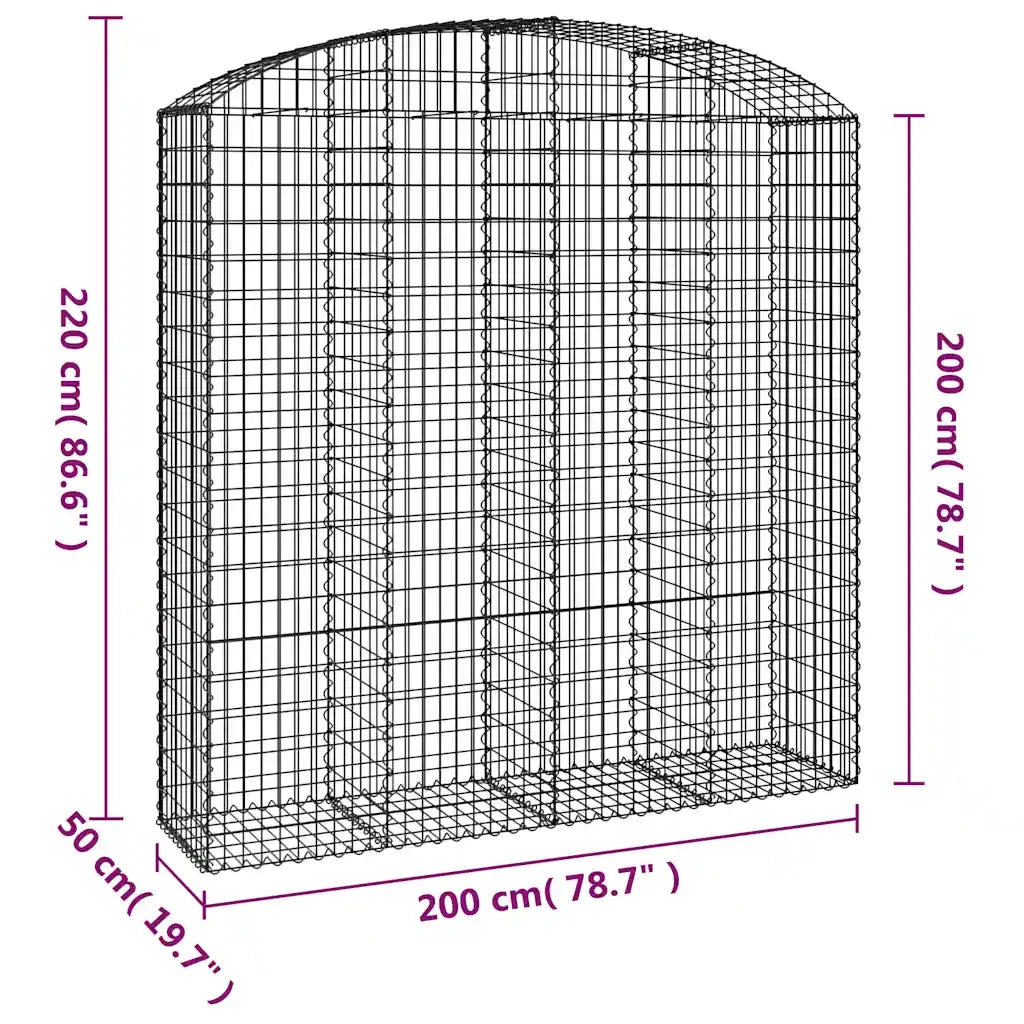 Cesto Gabbione ad Arco 200x50x200/220 cm Ferro Zincato 153480