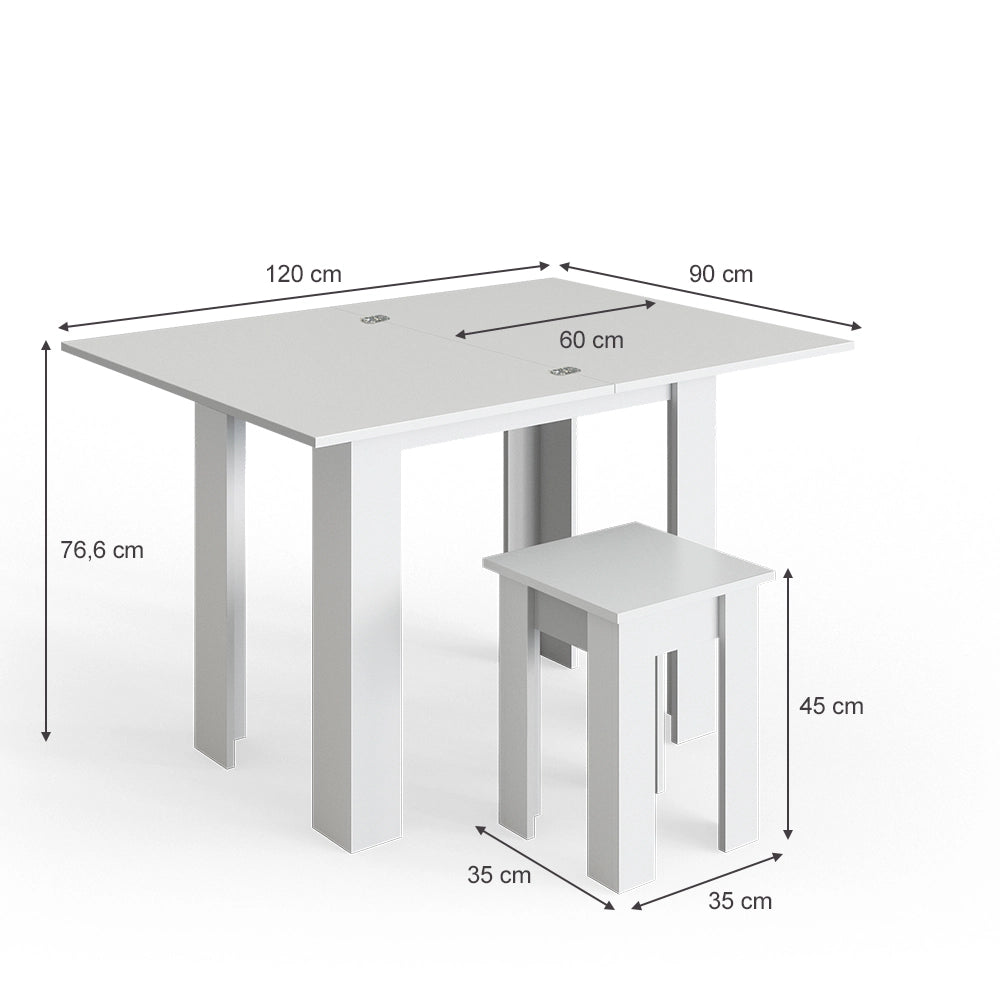 Vicco Tavolo da pranzo con sedia Bianco 90 x 60 cm