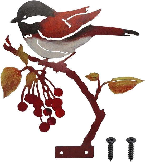 Decorazioni per giardino in metallo - Ornamenti per giardino - Statua di uccello corroso - Decorazione esterna per giardino - Decorazione autunnale - Statua di uccello corroso con viti - Statue per giardino vicino a un laghetto